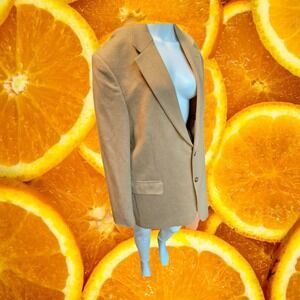 Stafford Executive Mens Camelhair‎ Blazer Jacket Size 44L Tan Two Button